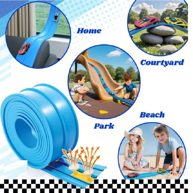 DIY Track Assembled Aluminum Alloy Pull-back Racing Car Gravity Slide Boys and Girls Educational Toys Holiday Christmas Gifts