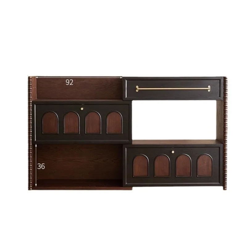 

French retro solid wood home tipping bucket shoe cabinet medieval home door integrated against the wall