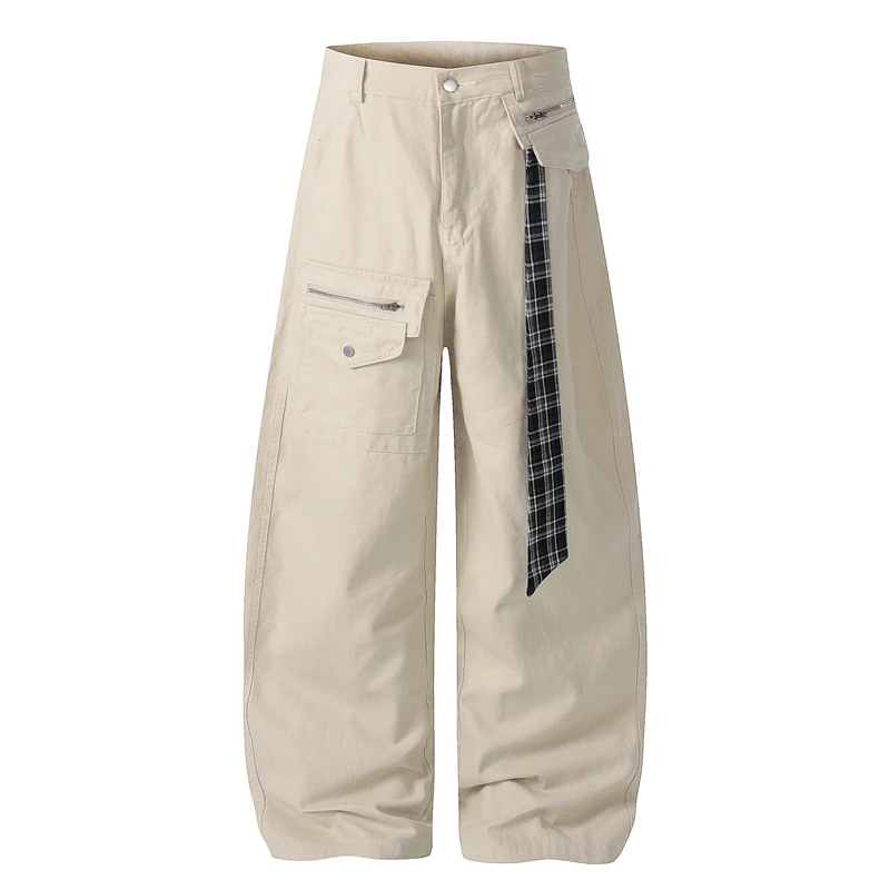 

American Retro Deconstructed Design Workwear Pants Men's Women's Cool Handsome Trendy Brand Cotton Straight Leg Trousers