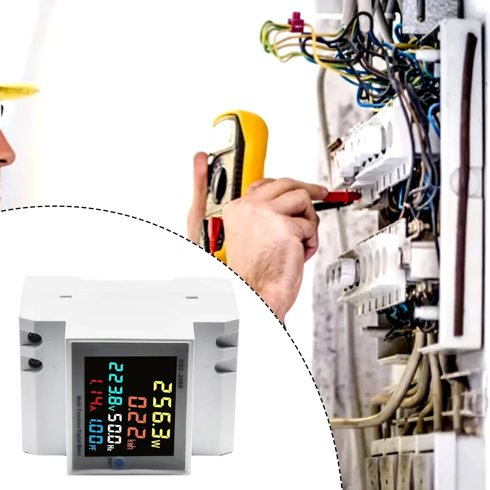 High-Precision 100A DIN Rail AC Power Meter 6 In 1 Digital Power Meter With Integrated Current Transformer LCD Energy Meter