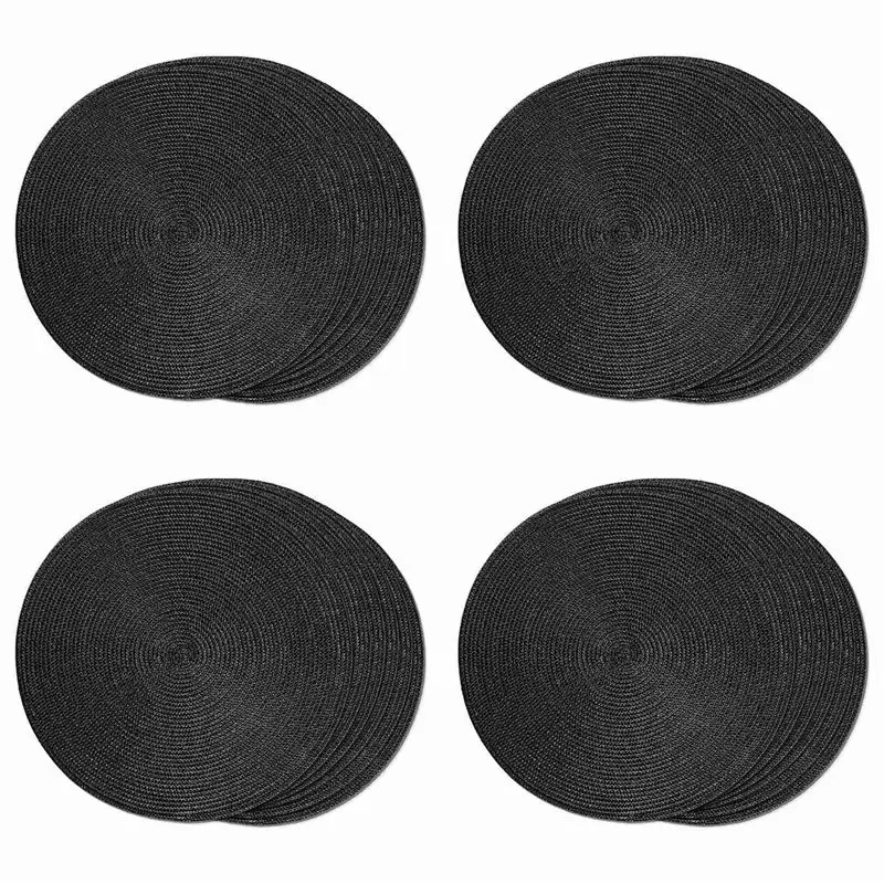 CQMF-Round Braided Placemats Set Of 24 Table Mats For Dining Tables Woven Washable Non-Slip Place Mats 15 Inch Halloween