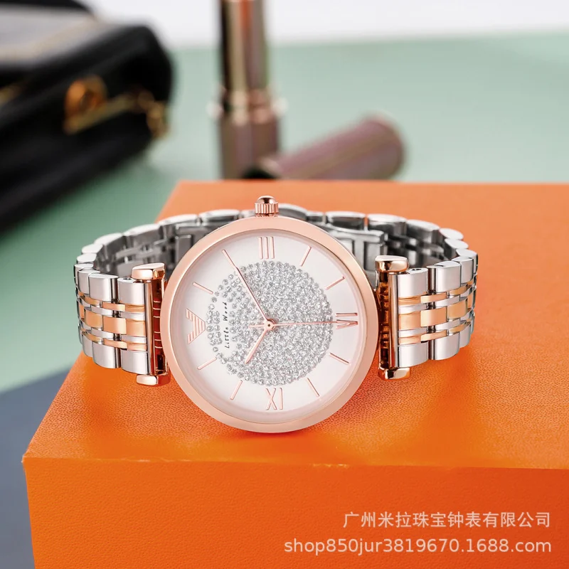 Женские часы «Звездное небо», модные блестящие трендовые кварцевые часы с бриллиантами, креативные круглые водонепроницаемые часы для девочек