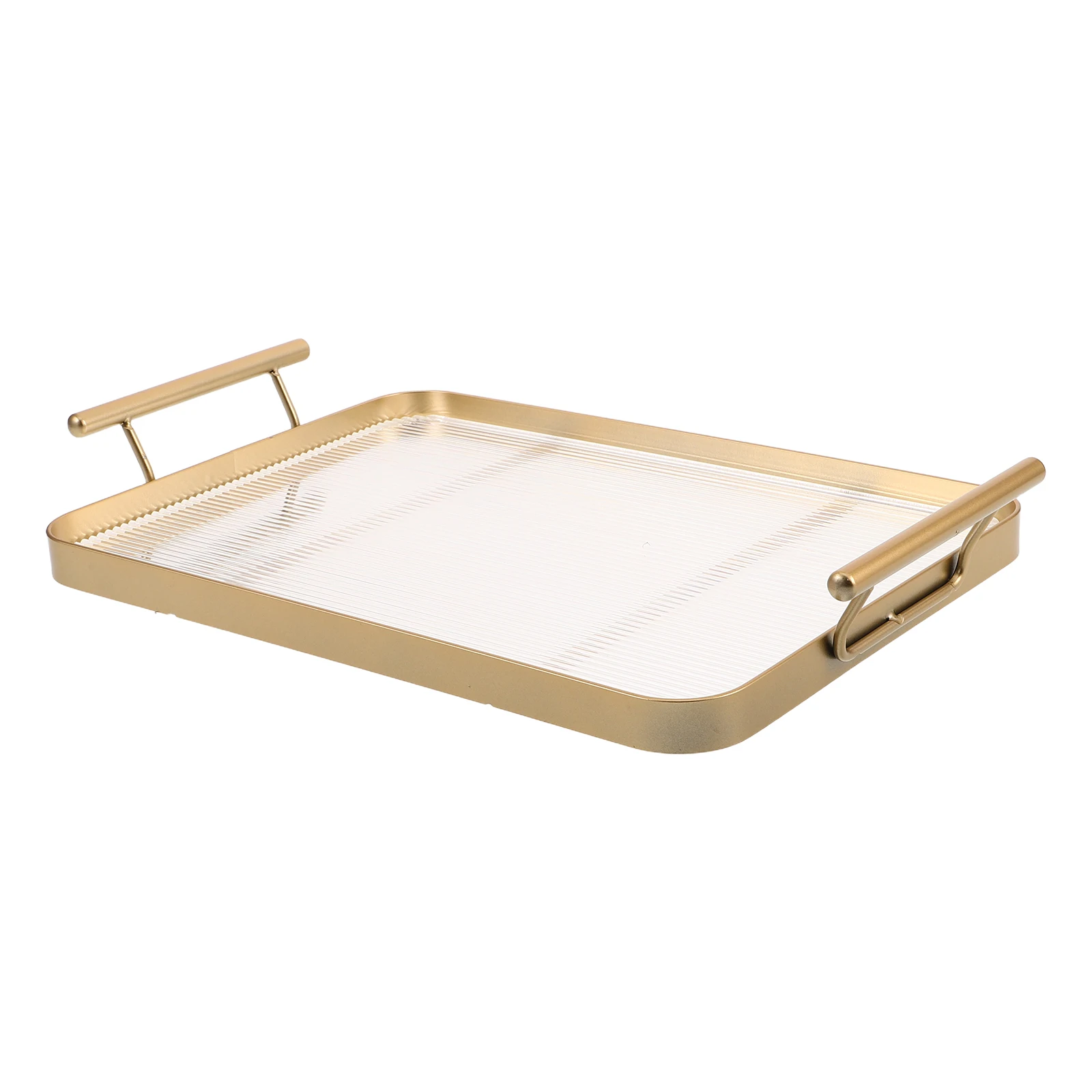 

Rectangle Tray: Elegant Horizontal Stripe Acrylic Serving Tray For Coffee Table Dining Room Kitchen Decor Cup Fruit Holder