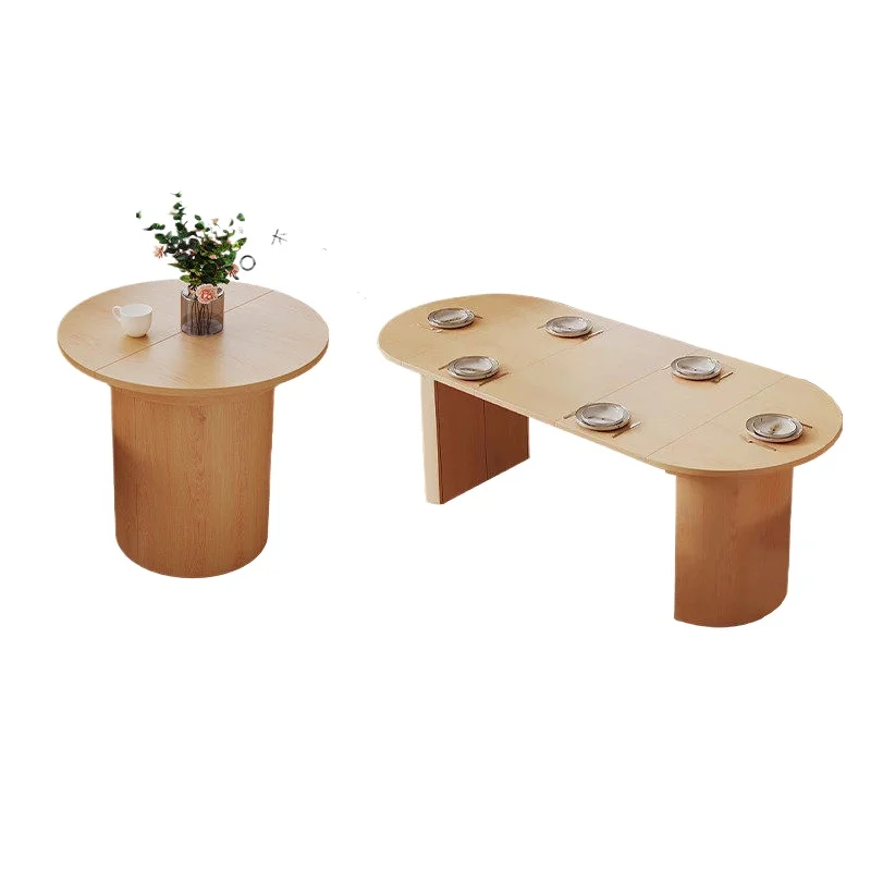 

LMM Oval Solid Wood Telescopic Dining Table for Small Apartment Dining Table