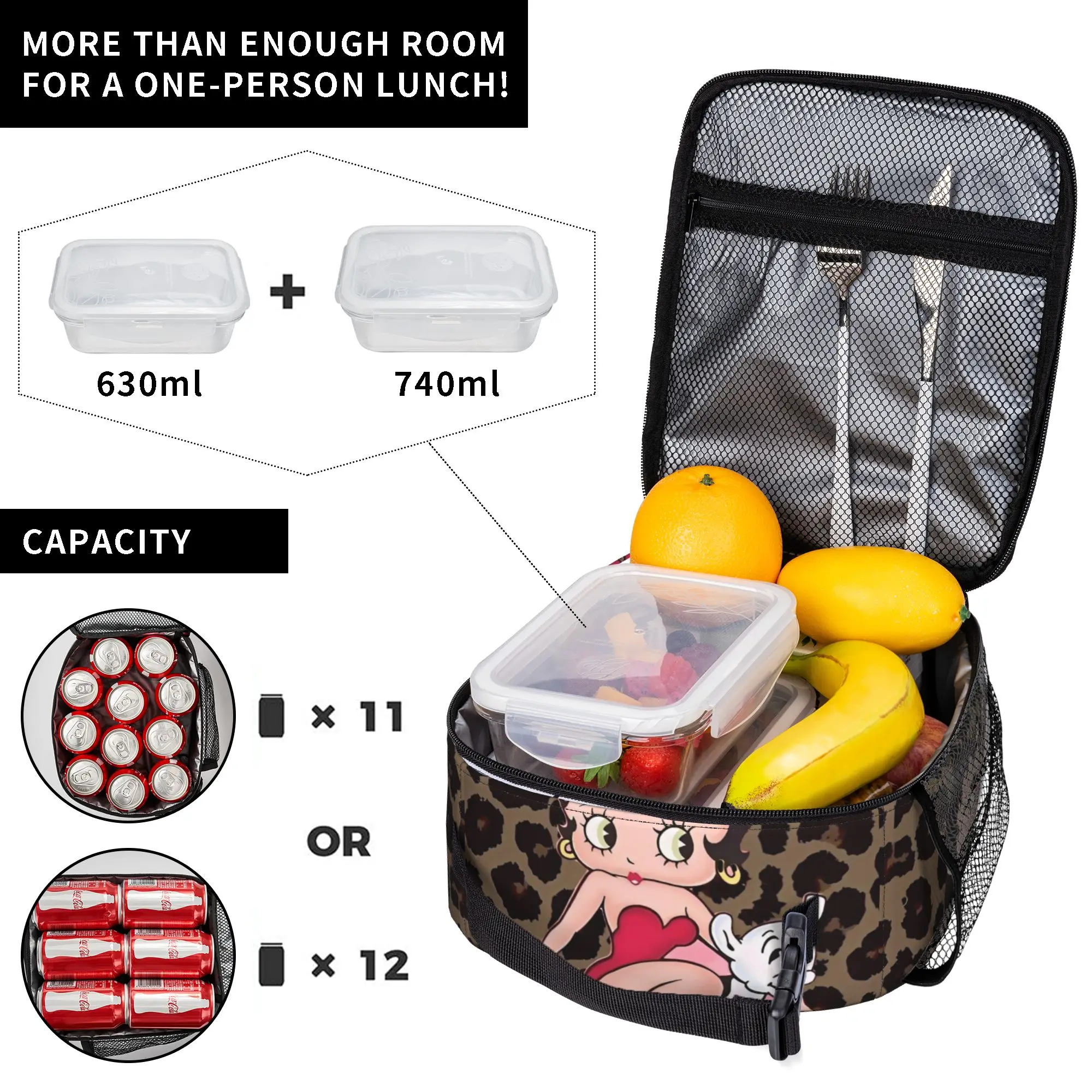 Boops Bettys Merch Insulated Lunch Bag For Outdoor  Food Container Portable Cooler Thermal Lunch Box view 4