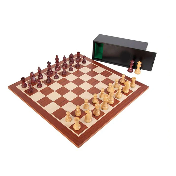 

Wooden Unfoldable Chess Game Set Chess Box And Black White Pieces Wood