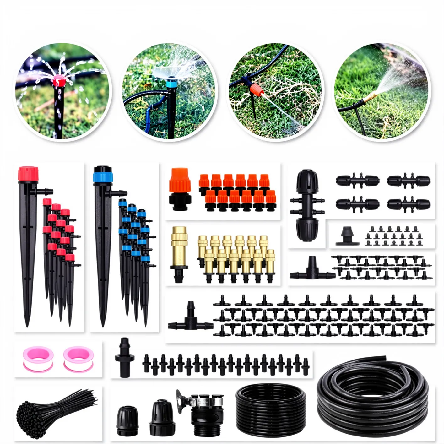 MUCIAKIE DIY Garden Automatic Irrigation Kit 4 Kinds Nozzles  1/4