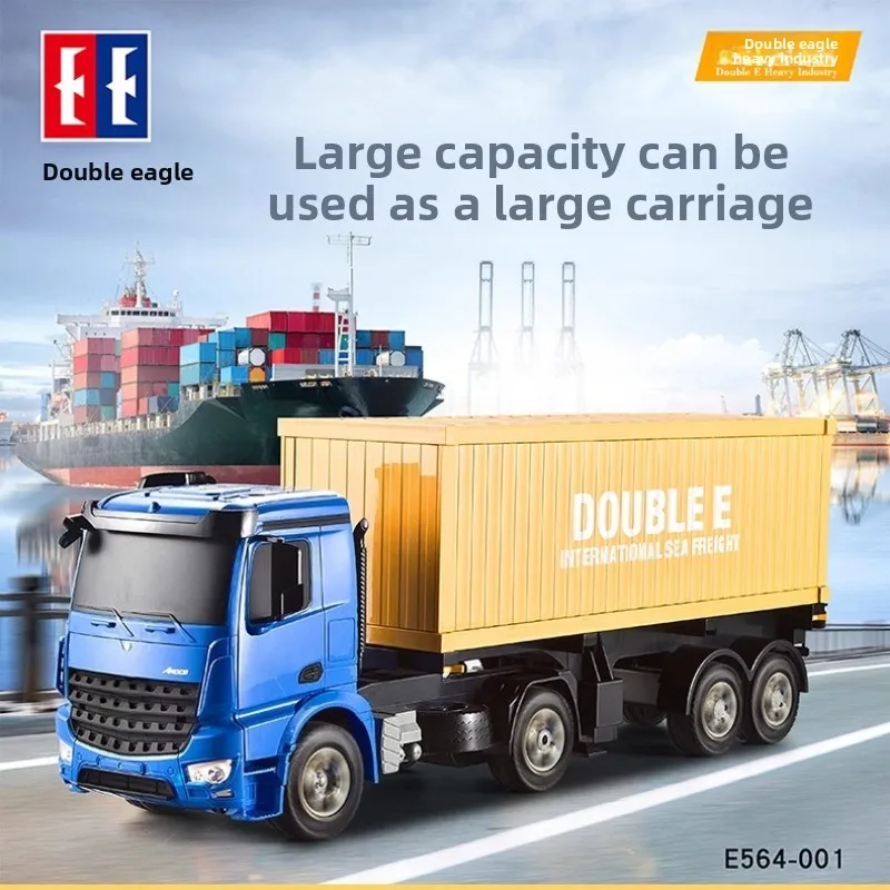 Double Eagle Remote Control Container Truck Tractor Trailer Engineering Vehicle Toy Model Transport Semi Trailer Gift for Kids