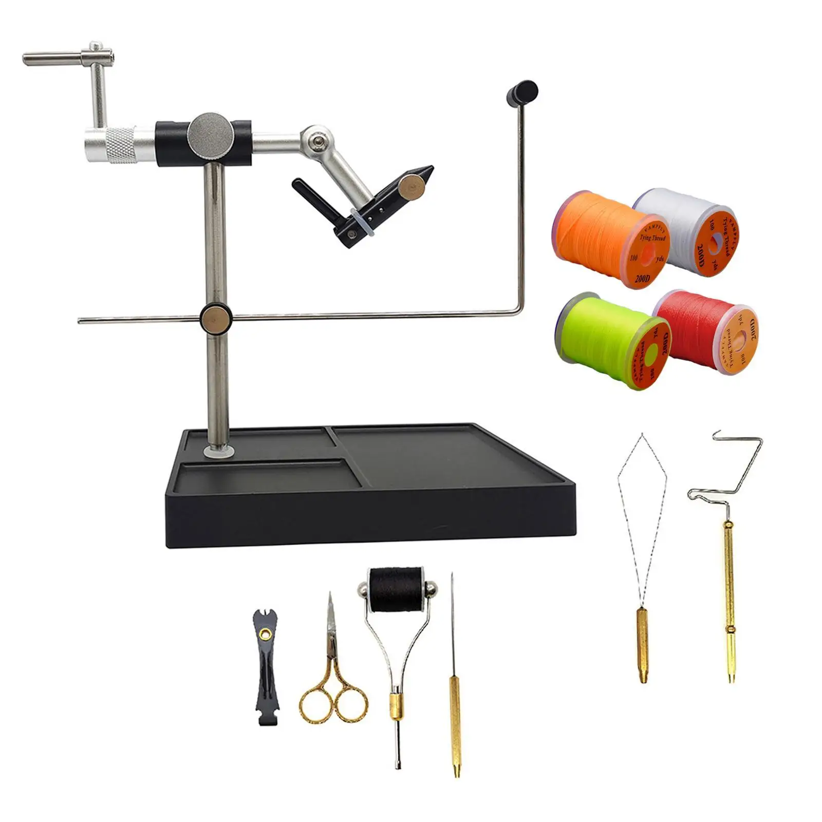 Rotary Fly Tying Vise Fishing Fly Tieing Tools Portable Lure Making with Fly Tying Threads Fly Making Tool Fly Tying Station