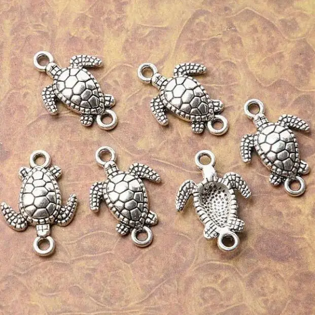 20PCS 21*14.6mm hole 2mm Tibetan silver plated sea turtle charm pendant HWEF3537