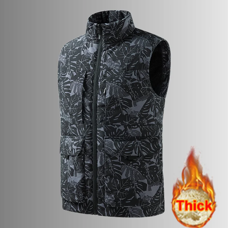 

8XL Мужской жилет Куртка размера плюс Флисовый жилет Linded Пальто Большой высокий толстый теплый зимний жилет Парки Пеший туризм Кемпинг Открытый жилет-карго