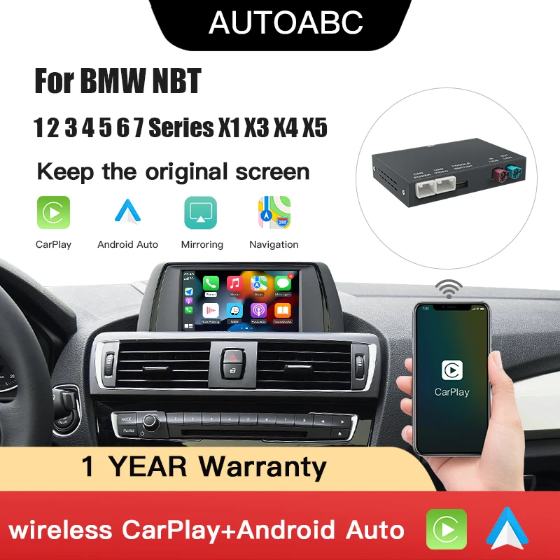 

Wireless CarPlay For BMW NBT/CIC/EVO/CCC 1 2 3 4 5 7 Series E70 F10 X1 X3 F25 F26 F48 MINI X4 X5 X6 F56 F15 Android Auto Decoder