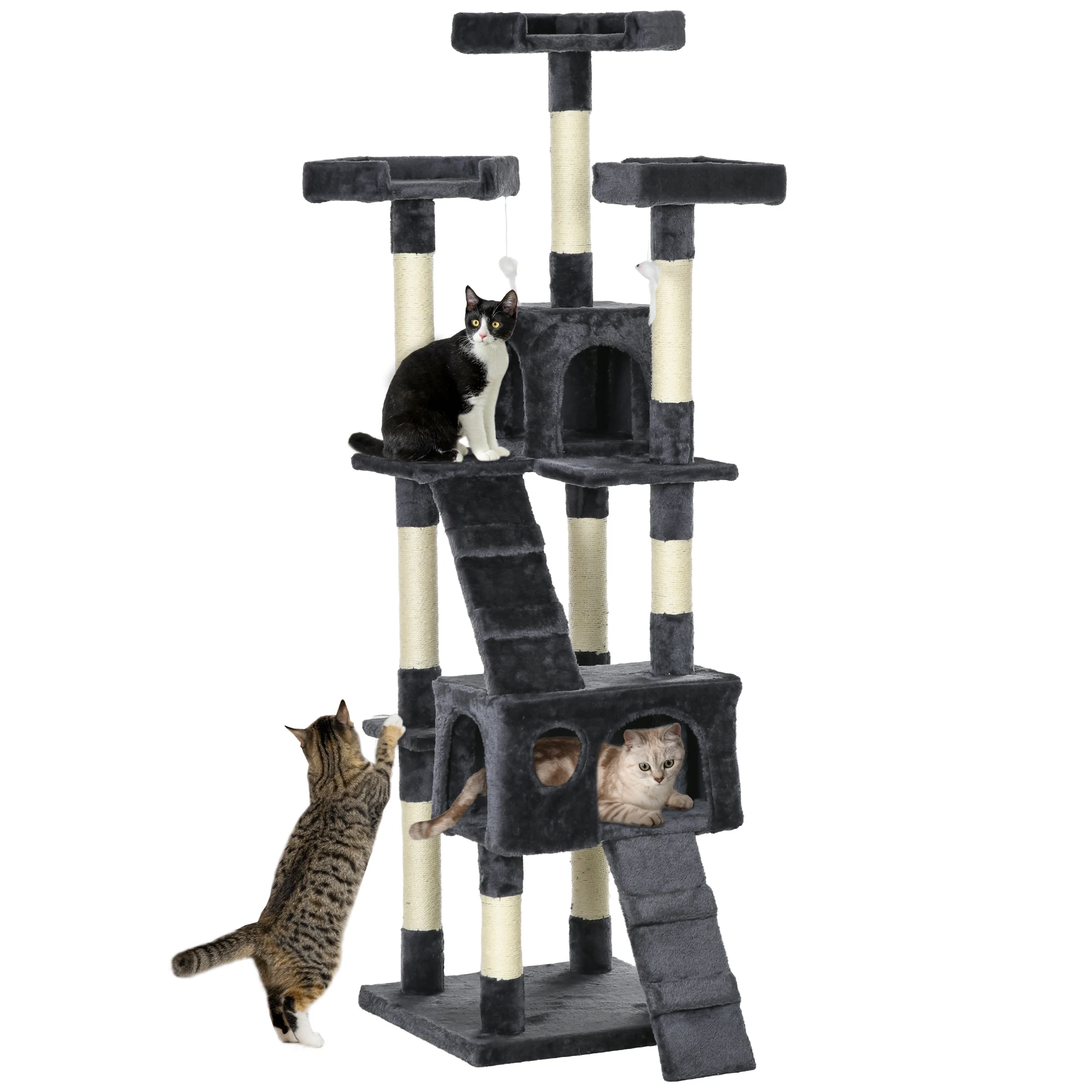 PawHut Sigurbol Rascador voor Gatos Grande 49x49x173 cm met Multiples Niveles