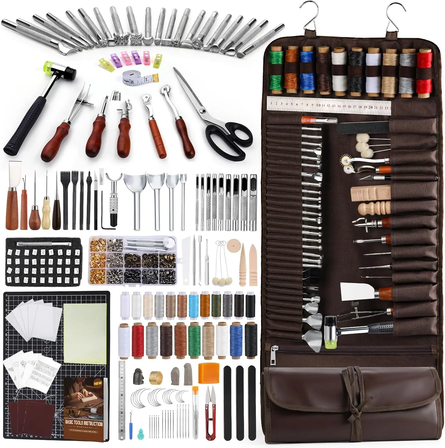 

IMAZY 315PCS Leather Craft Tools for Working with Cutting Mat Stamping Punching Groover Carving Binding Grinding Tooling Kit