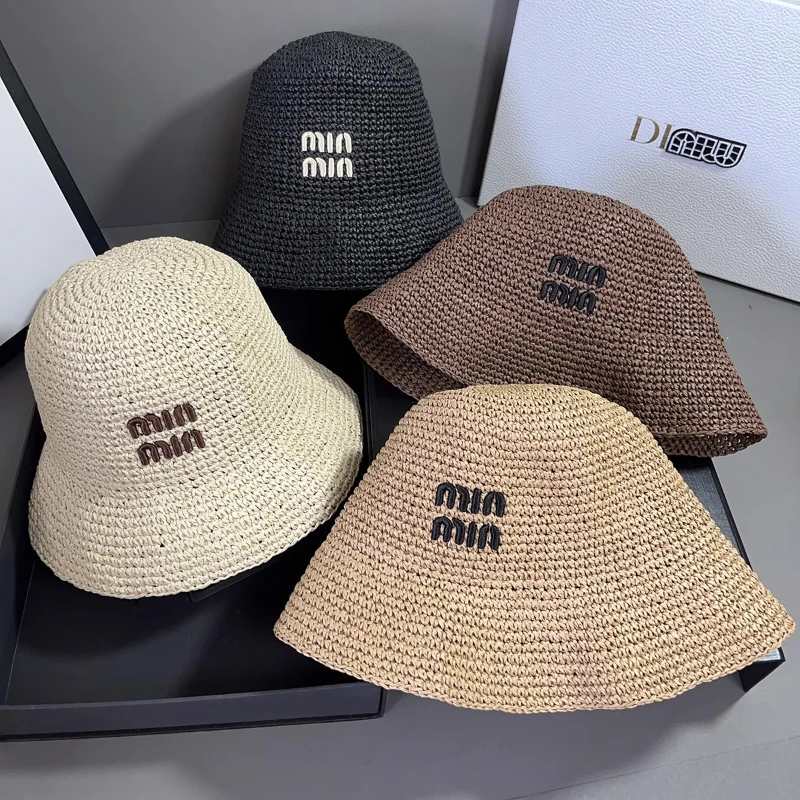 Letter Embroidery Straw Dome B - Hat Floppy Wide ulasan dan harga