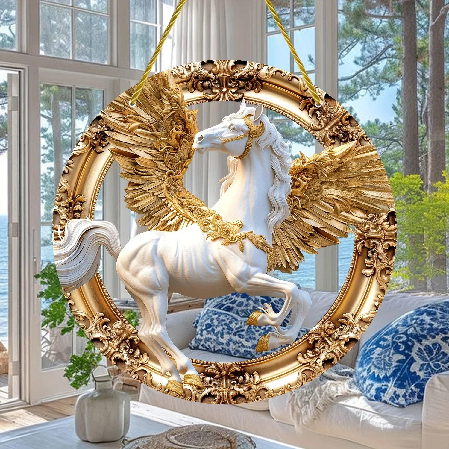 Animals Elephant Tiger Horse Suncatcher, Art Stained Window Translucent Hanging,Animals Lover Gift, Acrylic Round Garland Sign