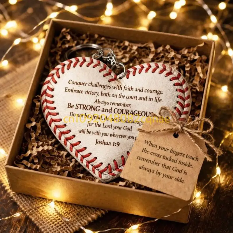 Elegant Heart Baseball Themed Holder Pendant Keyring Measuring 50g Weight For Daily Use