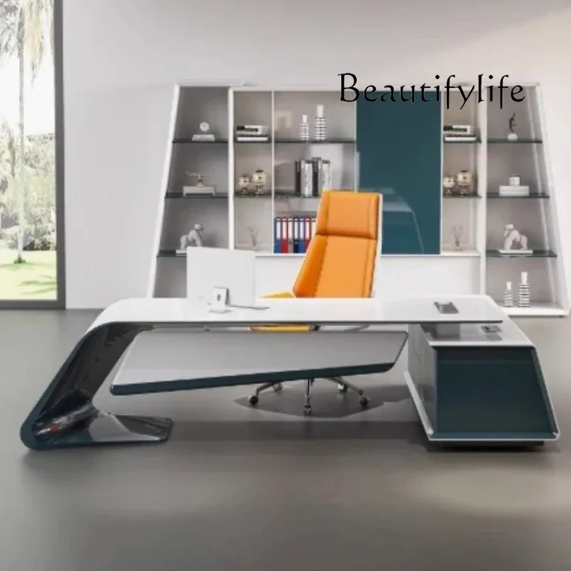 J مقاوم للماء خزانة مكتب مكتب فاخرة الكتابة الحديثة مكاتب الكمبيوتر التنفيذي دراسة الأبيض تخزين Escritorio Oficina الأثاث #4