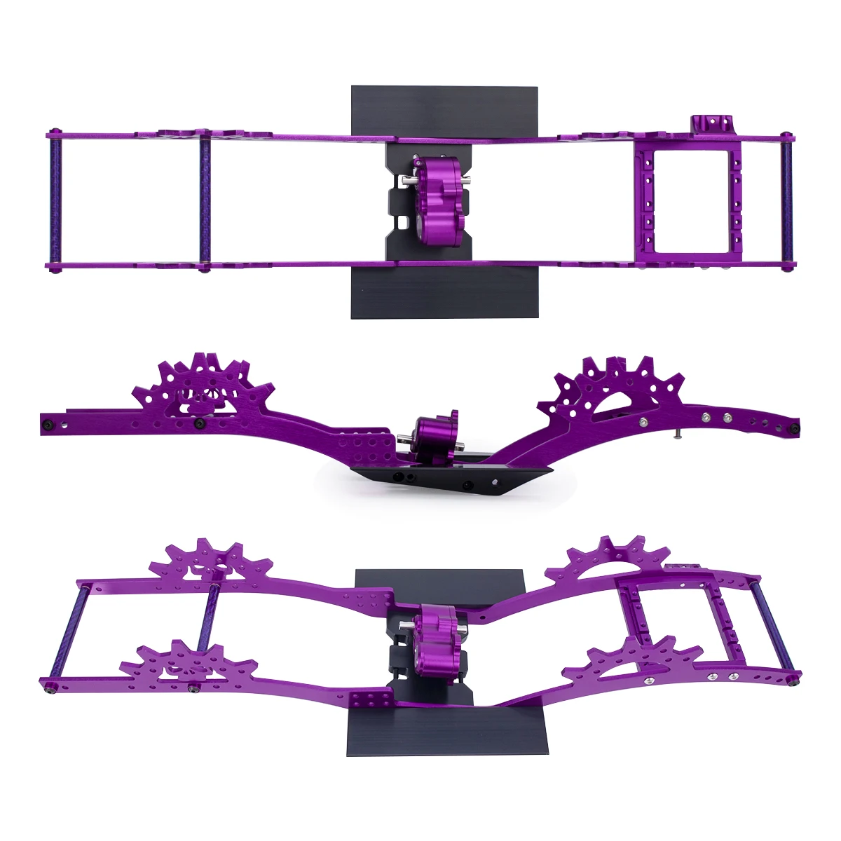 Zestaw metalowych podwozia LCG z podwójnym mocowaniem serwomechanizmu/biegów do gąsienic RC Axial SCX10 II III TRX4 Capra Comp Builds DIY Upgrade