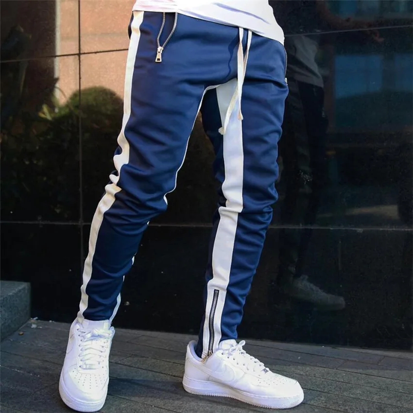 

Mens Jogger Pants Ankle Zipper Running Trousers Double Pocket Athletic Training Sweatpants Streetwear Outdoor Sports Bottoms
