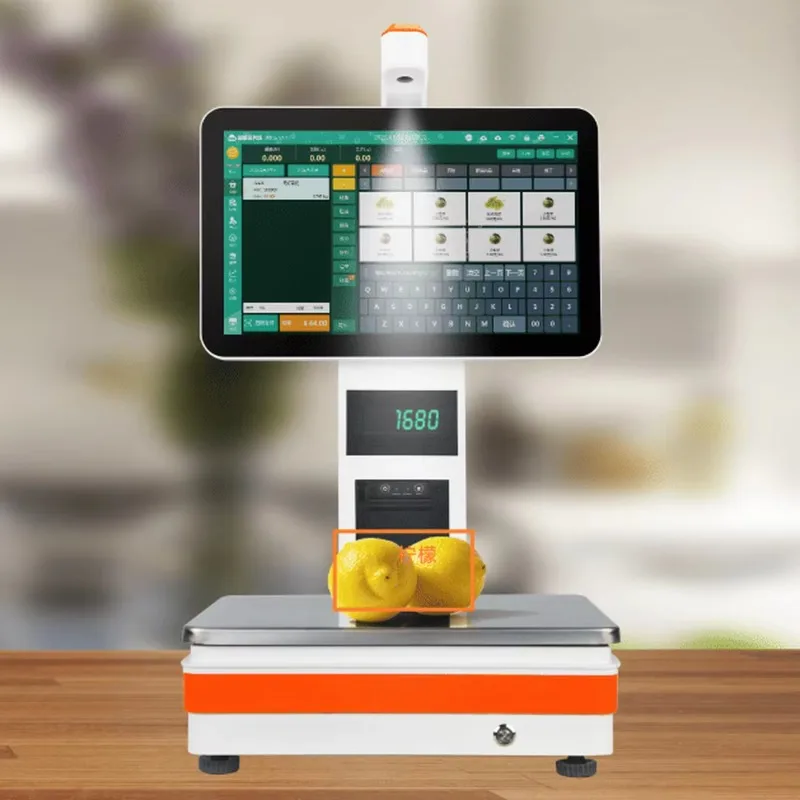 -AI 0.1s Recognition Camera Electronic Smart Scales Supermarket Pos with 58mm Receipts Printer