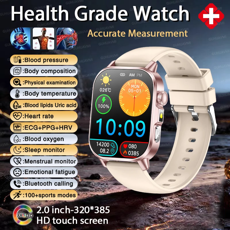 Nursing Grade ECG+PPG Smart Watch for Men, AMOLED Screen
