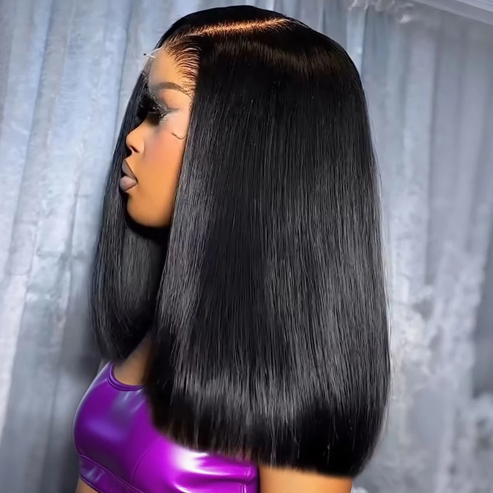 

Прямые парики из натуральных волос с кружевной передней частью для женщин, парик-каре из натуральных волос плотностью 300%, парики из натуральных волос с HD-кружевной передней частью 13x4 13x6