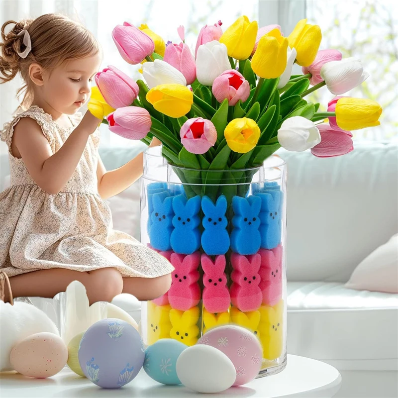 

Easter Bunny Decoration Easter Sponge Bunny Vase Filler And Artificial Tulip Set Multicolor Easter Decoration Spring Home Decor