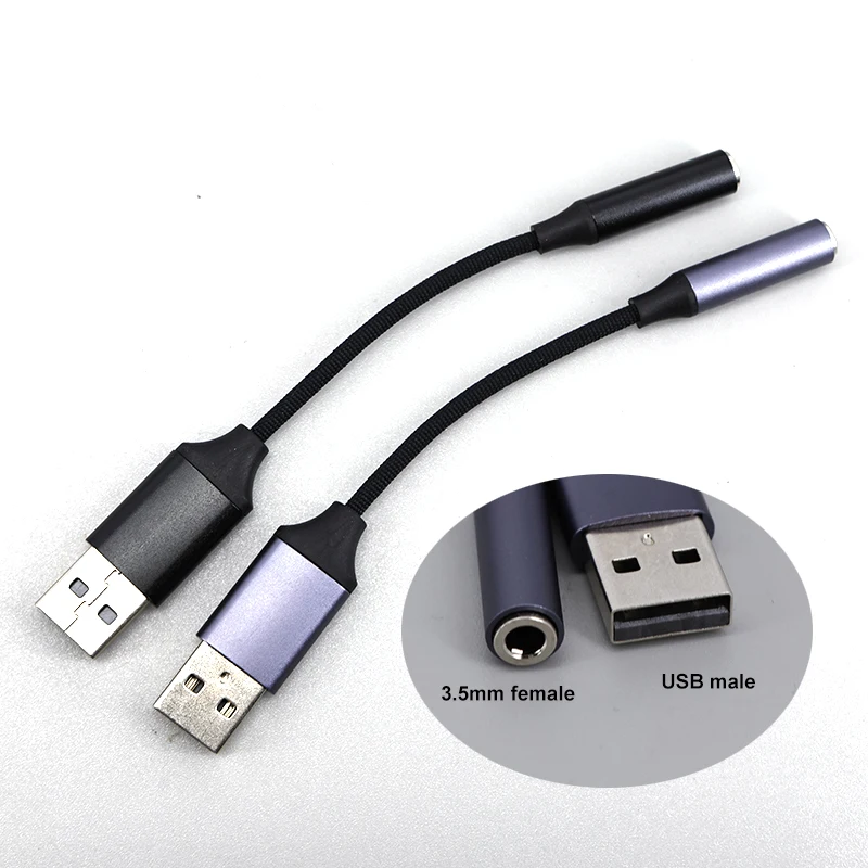 USB to 3.5mm Jack Audio Adapter USB A to 3.5 TRRS Female Adapter with External Stereo Sound Card for PS4 PC Laptop Headphone J17