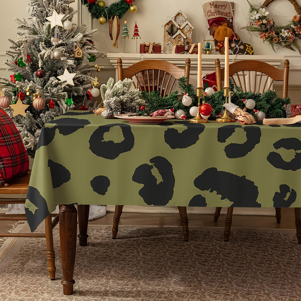 Olive Green Gingham Check Table Cloth Waterproof Tablecloth Spill Proof Table Cloth, Wipe Clean Table Cloth for Dining Camping