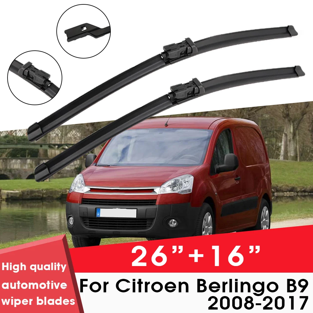 

Car Wiper Blade Blades For Citroen Berlingo B9 2008-2017 26"+16" Windshield Windscreen Clean Rubber Silicon Cars Wipers