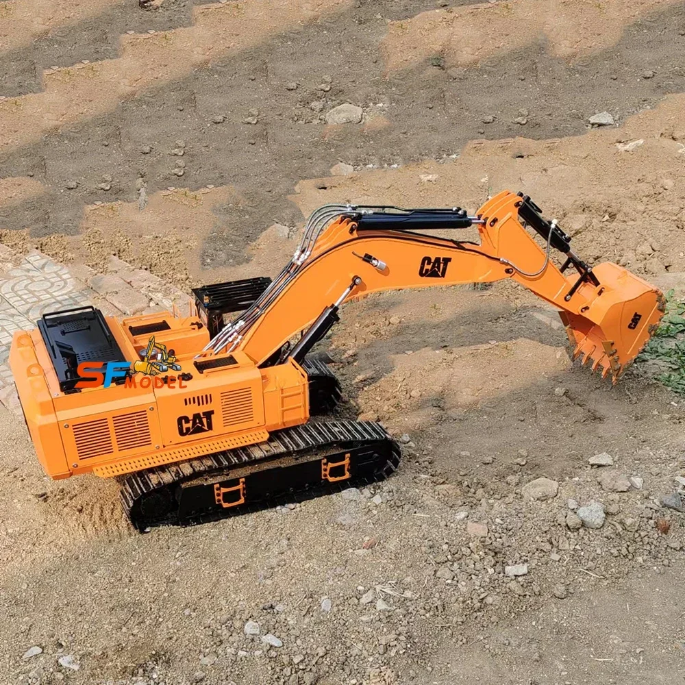 Excavadora 390D RC 1/8, excavadora hidráulica de Metal, modelo de doble cilindro, maquinaria pesada, coche de Control remoto, juguete para adultos