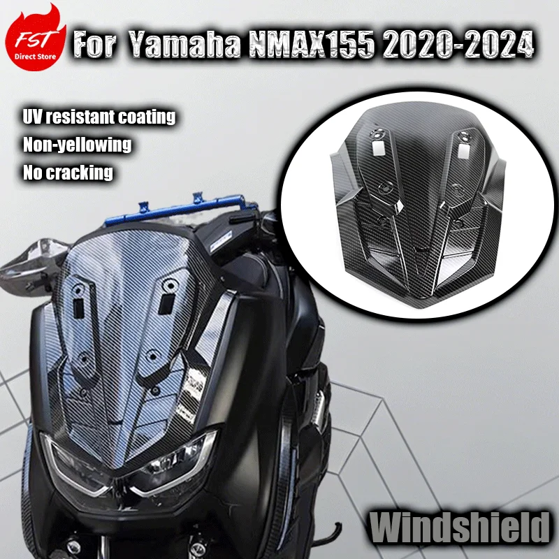 For Yamaha NMAX155 20-24 New Model Modified Carbon Fiber Textured Windshield and Instrument Panel Protector Accessories