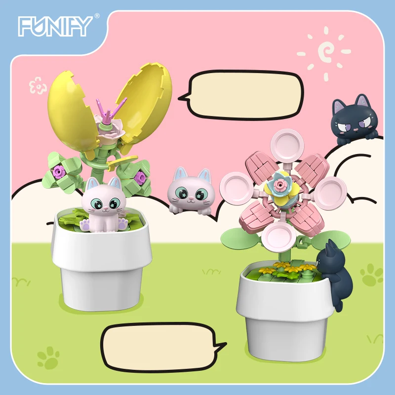 

Набор мини-конструкторов в виде цветов, сборка растений своими руками, развивающие игрушки, подарки для детей и любителей кошек.