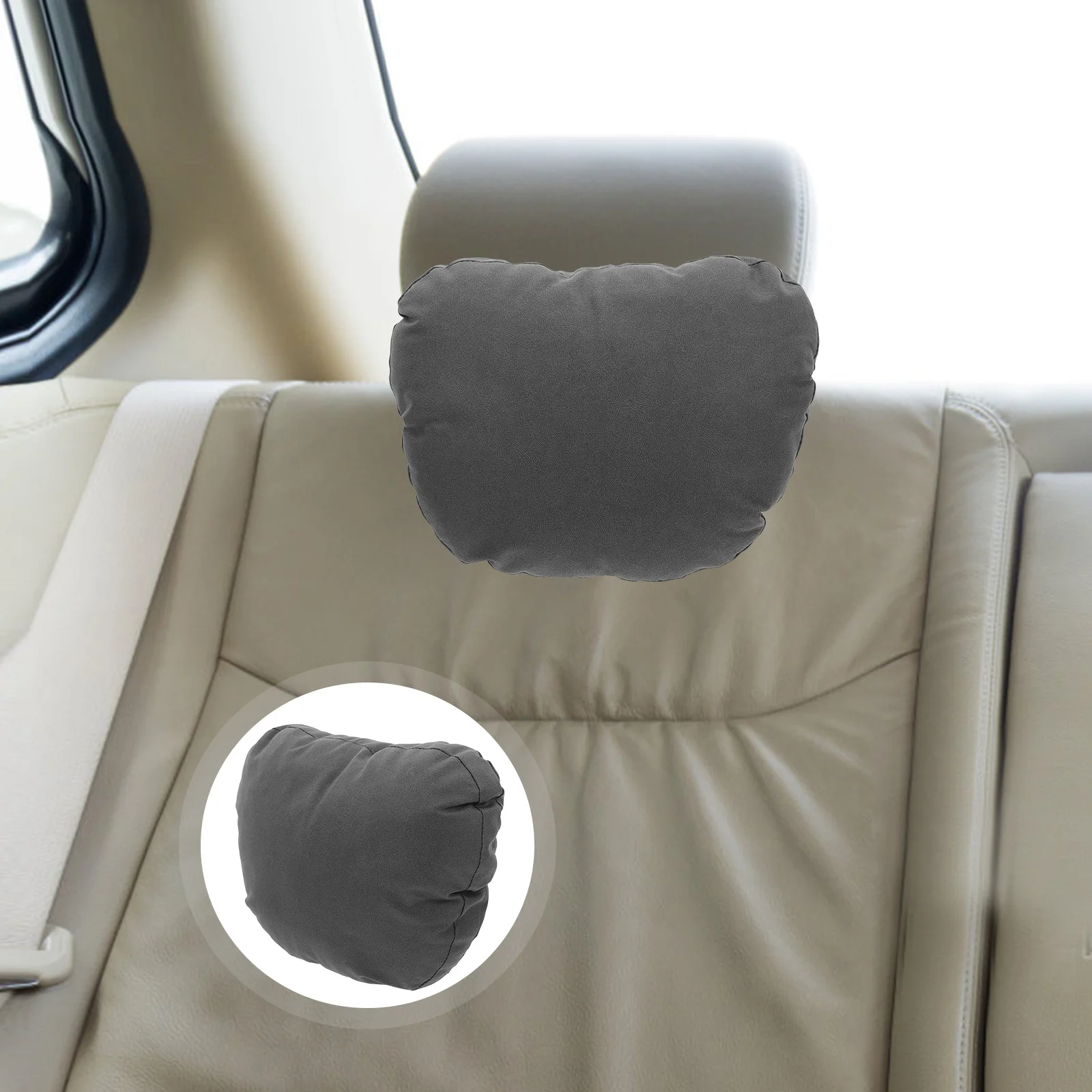 

2Pcs Car Neck Pillow Ergonomic Headrest Support Soft Suede Cotton Filling Neck Cushion for Driver Seat Travel Relaxation