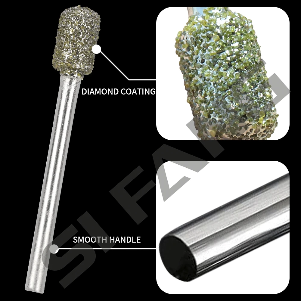 SI FANG أسطواني الماس لدغ 3 مللي متر عرقوب طحن بت حجر اليشم نحت طحن النقش مثقاب الخشب أدوات دريمل الدوارة