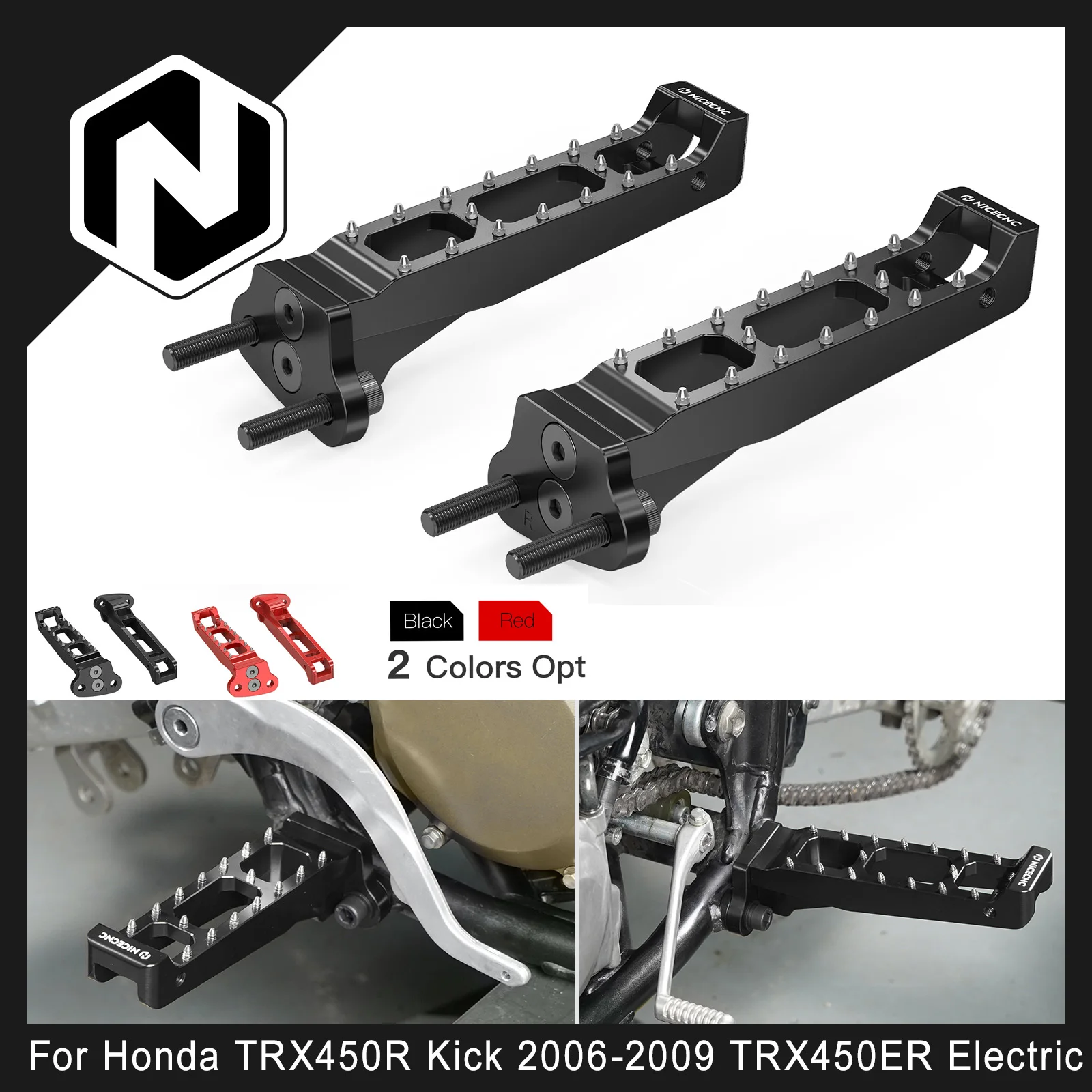 

1 пара подножек NICECNC (левая и правая) для Honda TRX450R Kick 2006-2009, TRX450ER Electric 2006-2014, замена 50610-HP1-305, для квадроциклов