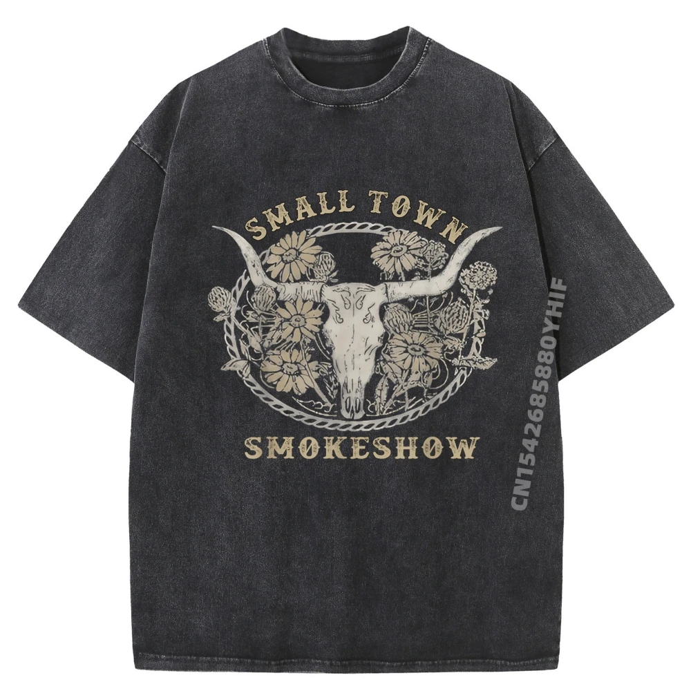

Мужские футболки Small Town Smokeshow Oklahoma Smokeshow, футболки с графическим рисунком, мужская винтажная стираная одежда, свободные топы, футболки