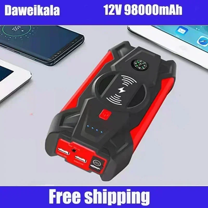 2023New12V98000mAhmah Car Jump Starter Power Bank Portable Car Battery Booster Charger 12V Starting Device Diesel Car Starter