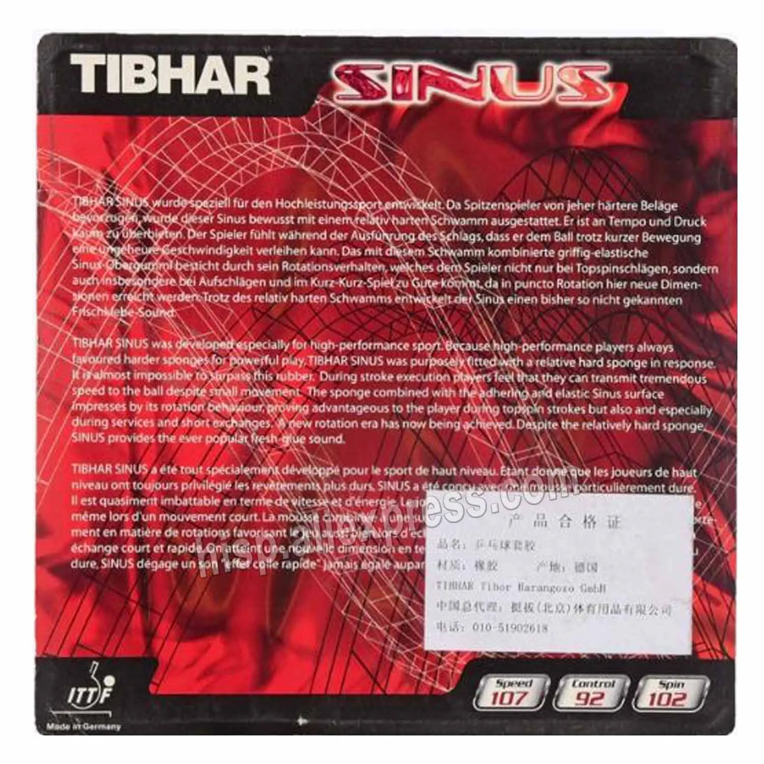 Tibhar-Caoutchouc pour raquette de tennis de table, original, boutons Sinus, boucle d'attaque rapide, ping-pong