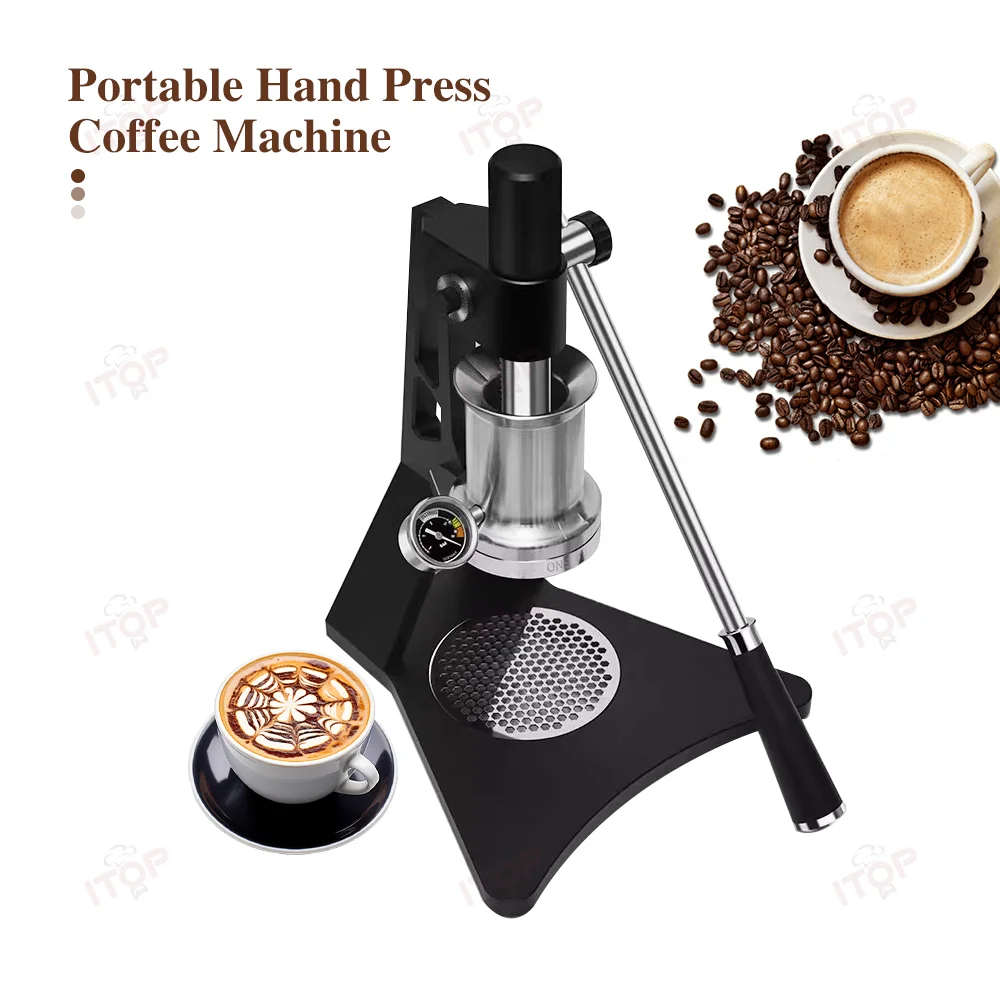 

ITOP Hand Coffee Espresso Maker Italian Coffee Maker Travel Espresso Machine Camping Stainless Steel Water Chamber
