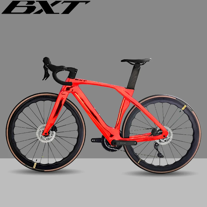 BXT 2024 Carbon Fiber Road Bike Fully Hidden Cable 24 Speed Lightweight Triathlon For Competitive Racing Carbon Road Bicycle