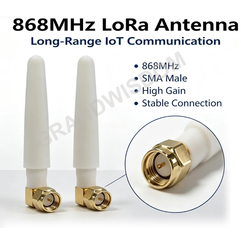 Großhandel 868MHz Antenne mit 3dBi Verstärkung, SMA-Stecker, Weiß, Winkelantenne, SMA-Buchse, Kabel, 20 Stück, LoRa LoRaWAN 868MHz Meshtastic Antenne – Detail 4