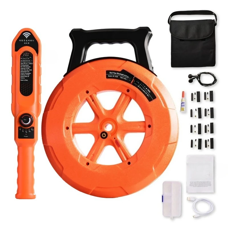 Pipe Locators 30mUnderground P67Waterproof Pipe Blockage Detector Sewer Wall Scanner Plumbing Tool for PVC PlasticMetal