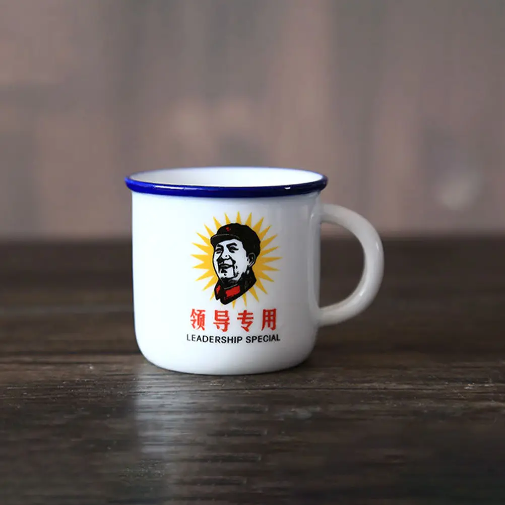 6Pcs Vintage Enamel Water Cup Classic Retro Look Premium Craftsmanship Anti-Slip Ergonomic Handle Long-Term Use Enamel Mug