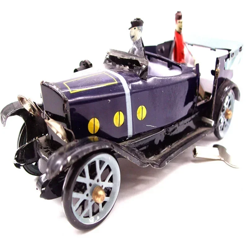 Two People Vintage Luxur Car Wind Up Toy Metal Tin Mechanical Toy Clockwork Toy Funny Collection Retro Figures Kids Gift