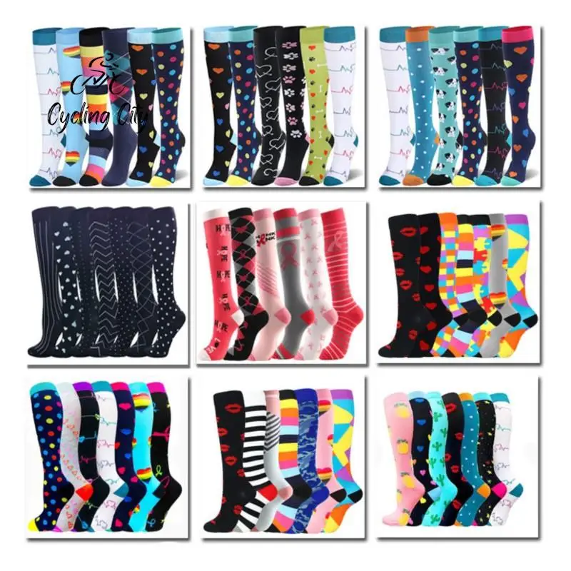 

Cycling City Cycling Compression Socks Mixed Color Magic Socks Combination Compression Socks 4 Pair Multicolor Compression Socks