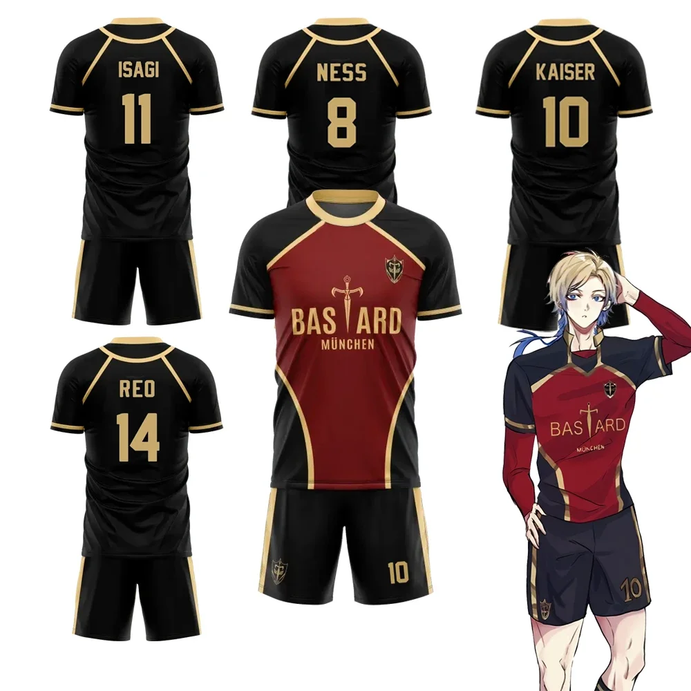 

3D Printed Quick-drying Breathable Sports Men's Blue Lock Anime Jersey Five-a-side Pattern Illegitimate Child Munich Summer Set