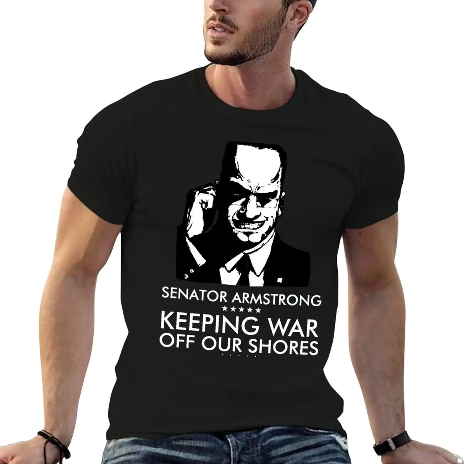 Camiseta de algodón de alta calidad de la campaña presidencial del senador Armstrong - Metal Gear Rising: Revengeance