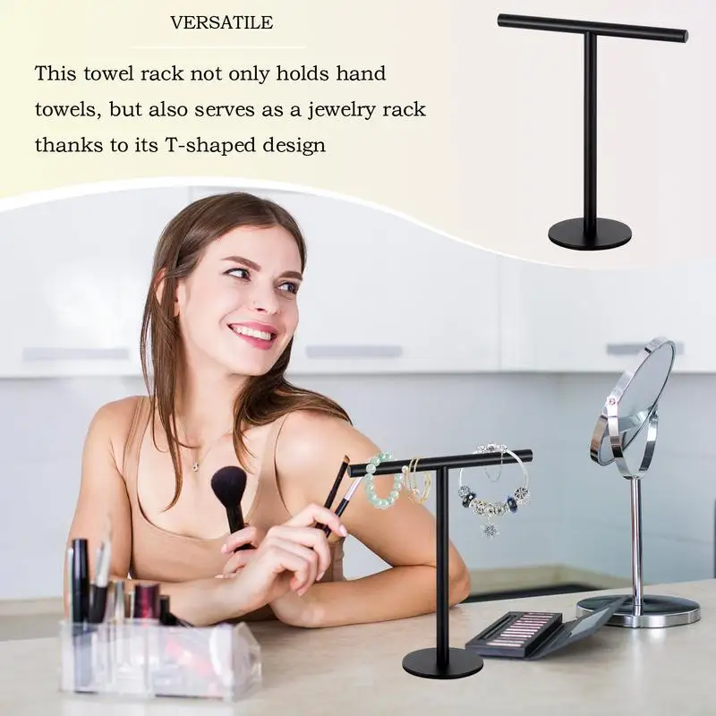 Countertop Hand Towel Holder Towel Bar Rack Stand Towel Rack T Shape For Bathroom Kitchen Hand Towel Bar Holder Stainless Steel